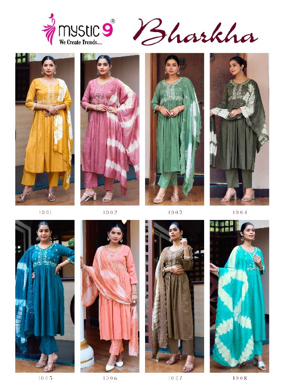 Mystic 9 Bharkha Vol-1 Wholesale Nyra Cut Kurtis With Pant And Dupatta