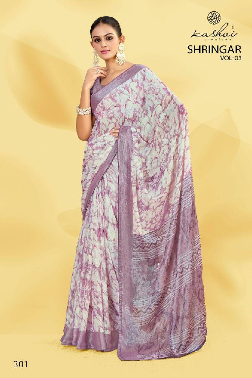 Kashvi Shringar Vol-3 Wholesale Brasso With Foil Print Ethnic Sarees