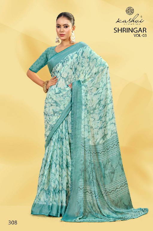 Kashvi Shringar Vol-3 Wholesale Brasso With Foil Print Ethnic Sarees