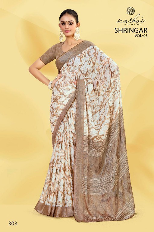 Kashvi Shringar Vol-3 Wholesale Brasso With Foil Print Ethnic Sarees