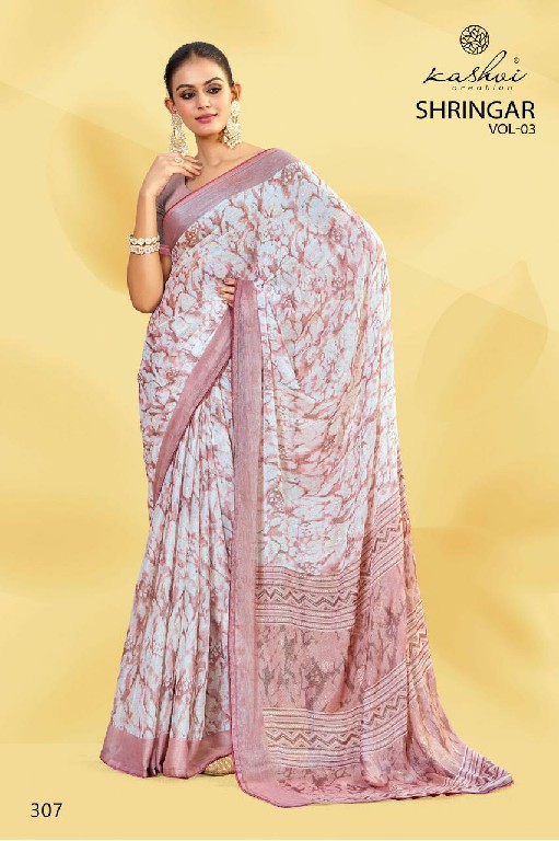 Kashvi Shringar Vol-3 Wholesale Brasso With Foil Print Ethnic Sarees