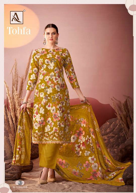 Alok Tohfa Wholesale Pure Cambric Print With Embroidery Work Dress Material
