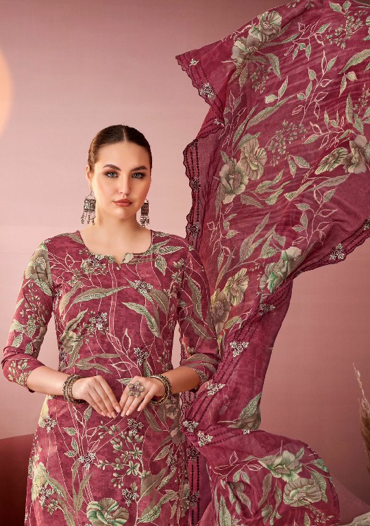 Alok Tohfa Wholesale Pure Cambric Print With Embroidery Work Dress Material