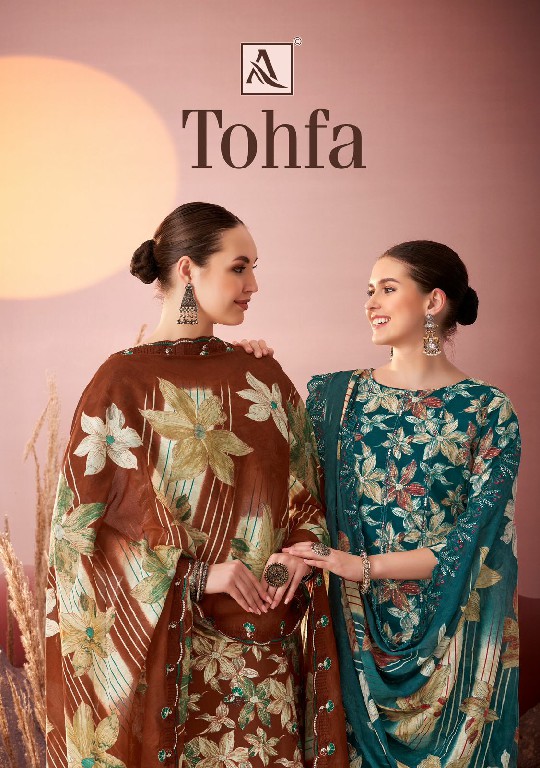 Alok Tohfa Wholesale Pure Cambric Print With Embroidery Work Dress Material