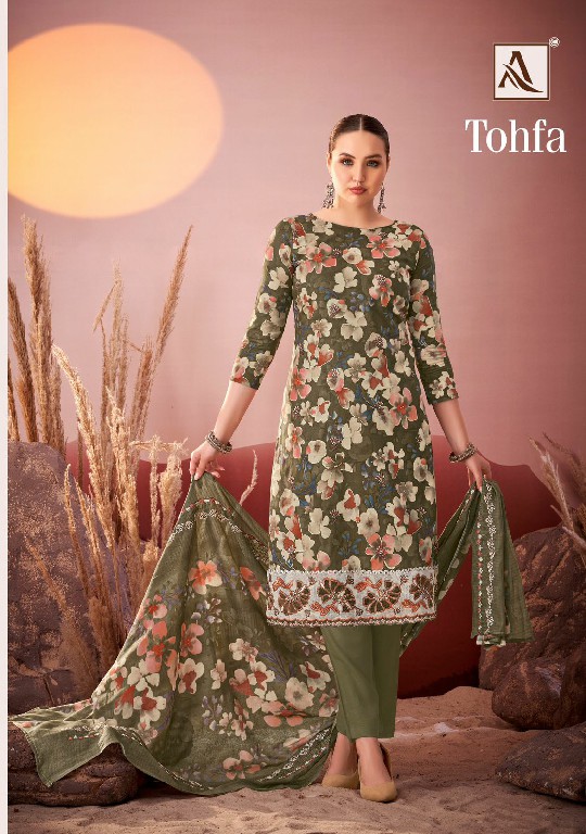 Alok Tohfa Wholesale Pure Cambric Print With Embroidery Work Dress Material