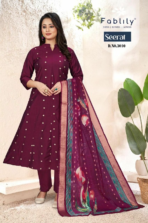 Fablily Seerat Wholesale Golden Silk With Embroidery Top With Pant And Dupatta