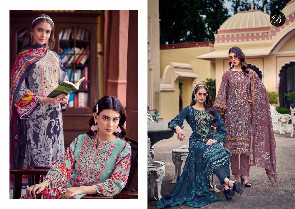 BELLIZA DESIGNER STUDIO ALMARINA VOL 2 WHOLESALE PURE COTTON WITH SELF EMBROIDERY DRESS MATERIAL