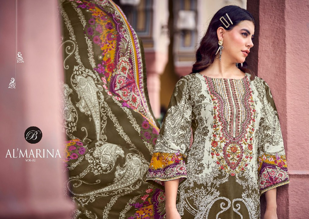 BELLIZA DESIGNER STUDIO ALMARINA VOL 2 WHOLESALE PURE COTTON WITH SELF EMBROIDERY DRESS MATERIAL