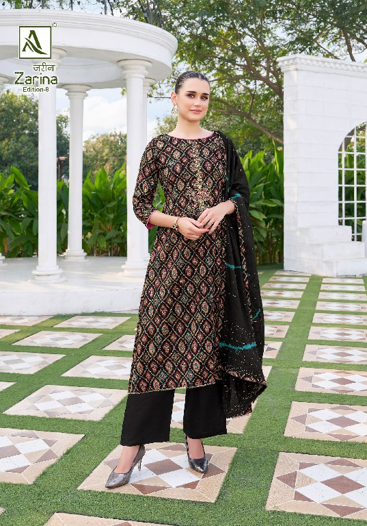 zarina vol 8 by alok viscose rayon hit design pakistani salwar suit