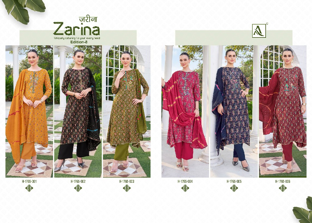 zarina vol 8 by alok viscose rayon hit design pakistani salwar suit
