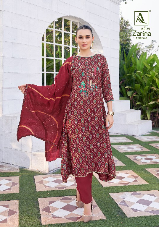 zarina vol 8 by alok viscose rayon hit design pakistani salwar suit