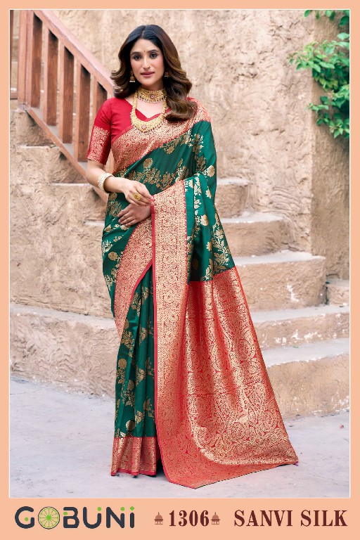 gobuni sanvi silk 1301-1306 series party wear saree for womens