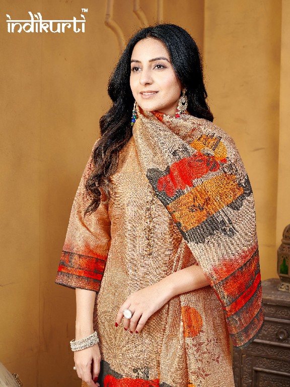 indikurti twisha readymade linen shimmer casual combo set 3pcs dress