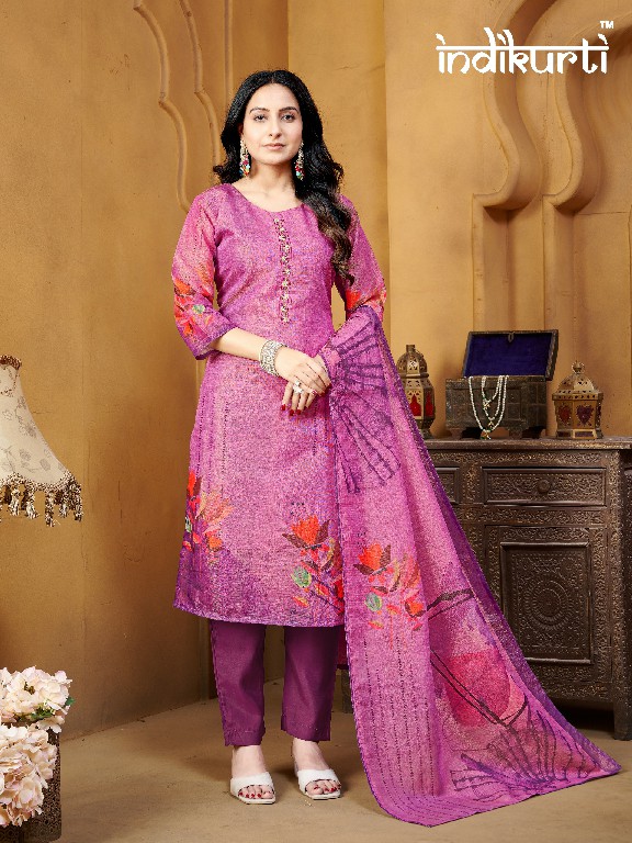 indikurti twisha readymade linen shimmer casual combo set 3pcs dress