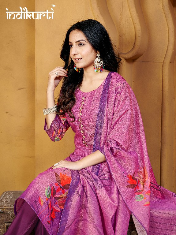 indikurti twisha readymade linen shimmer casual combo set 3pcs dress