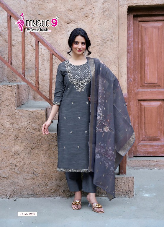 Mystic 9 Fiza Vol-3 Wholesale Premium Quality Bangalore Silk Straight Top With Bottom And Dupatta