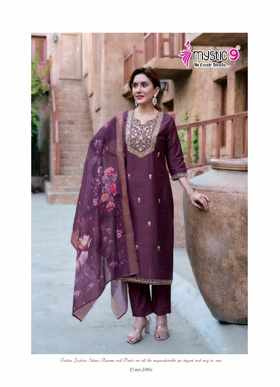 Mystic 9 Fiza Vol-3 Wholesale Premium Quality Bangalore Silk Straight Top With Bottom And Dupatta