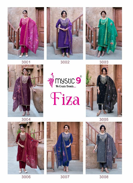 Mystic 9 Fiza Vol-3 Wholesale Premium Quality Bangalore Silk Straight Top With Bottom And Dupatta