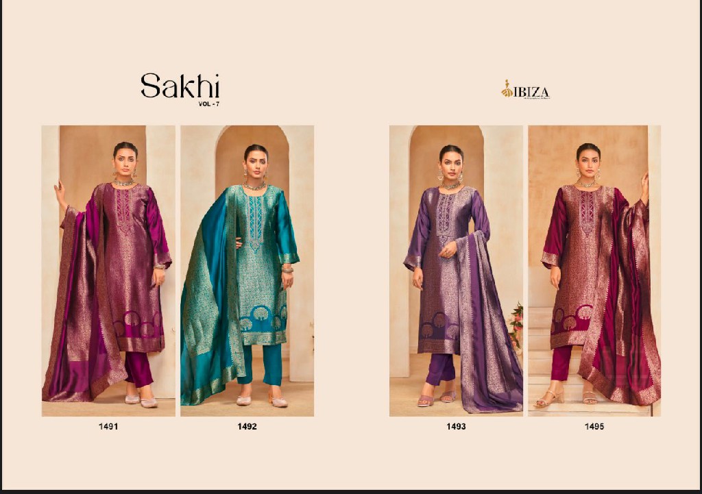 Ibiza Sakhi Vol-7 Wholesale Pure Banglory Silk Jacquard Straight Suits