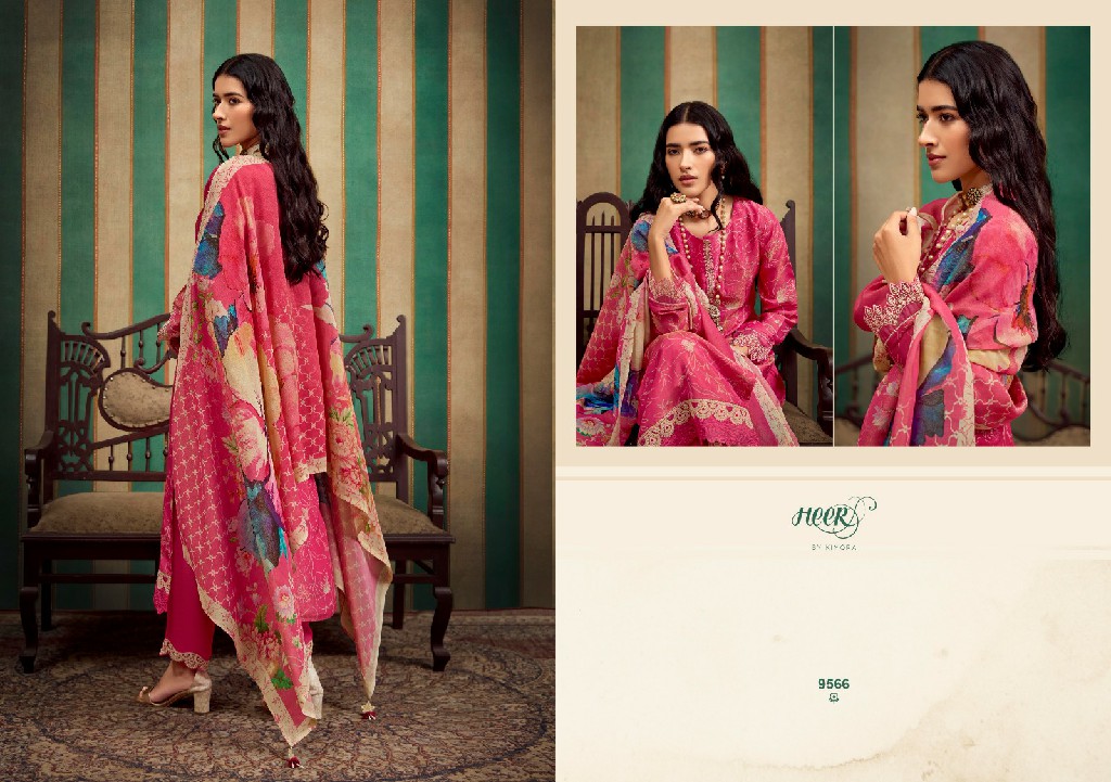 Kimora Heer Norah Vol-200 Wholesale Pure Muslin Soft With Resham Embroidery Work Salwar Suits