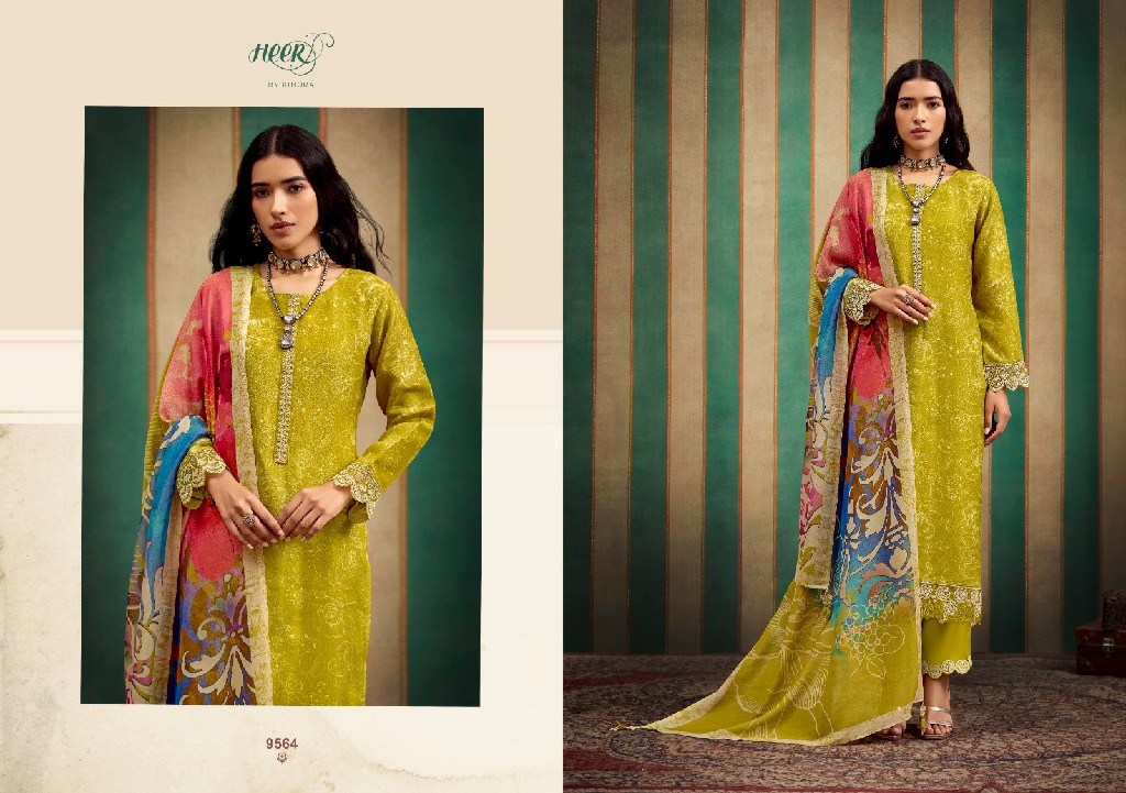 Kimora Heer Norah Vol-200 Wholesale Pure Muslin Soft With Resham Embroidery Work Salwar Suits