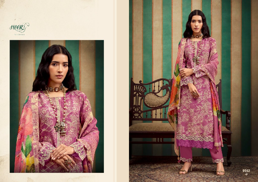 Kimora Heer Norah Vol-200 Wholesale Pure Muslin Soft With Resham Embroidery Work Salwar Suits