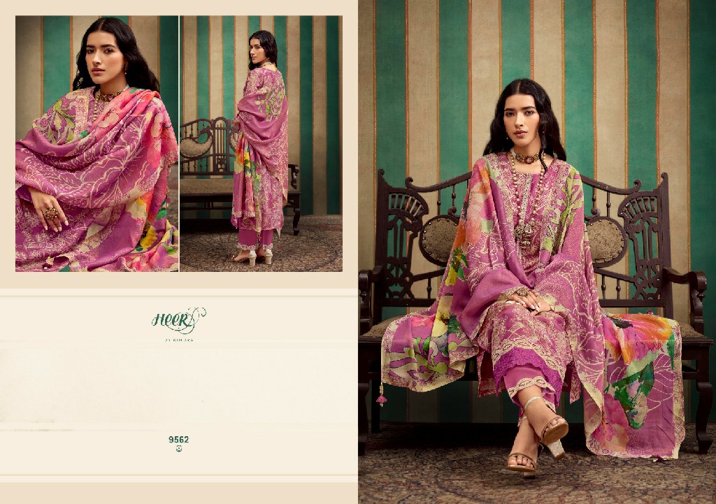 Kimora Heer Norah Vol-200 Wholesale Pure Muslin Soft With Resham Embroidery Work Salwar Suits