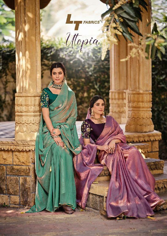 LT Fabrics Utopia Wholesale Malai Silk With Fancy Contrast Blouse Festive Sarees