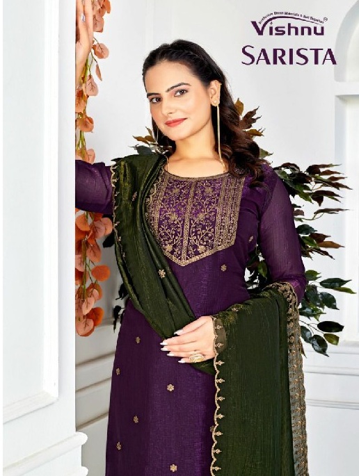 sarista by vishnu hit design crunchey silk elegant style unstitch suit