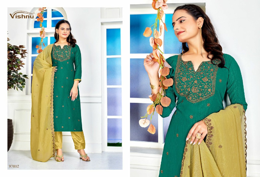 sarista by vishnu hit design crunchey silk elegant style unstitch suit