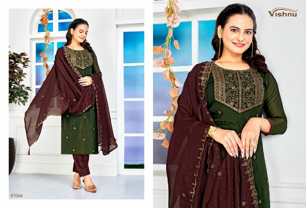 sarista by vishnu hit design crunchey silk elegant style unstitch suit