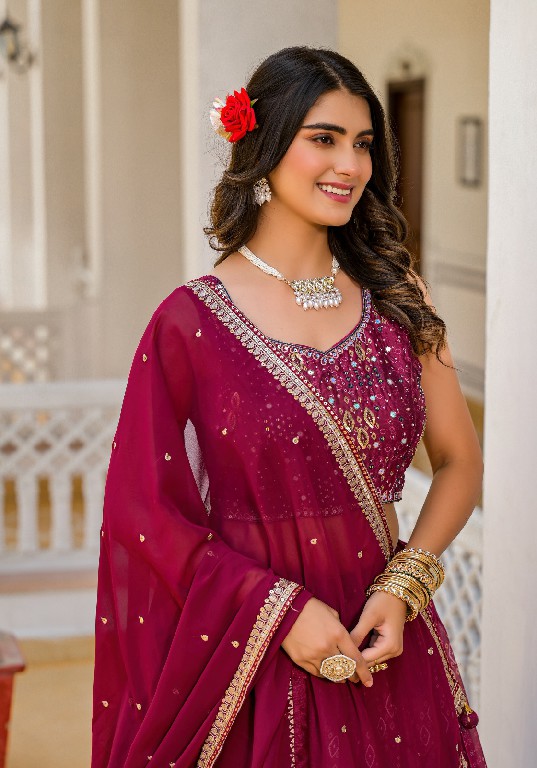 Tejasvee Agnidhara Wholesale Slim Georgette Fabrics Readymade Lehengas