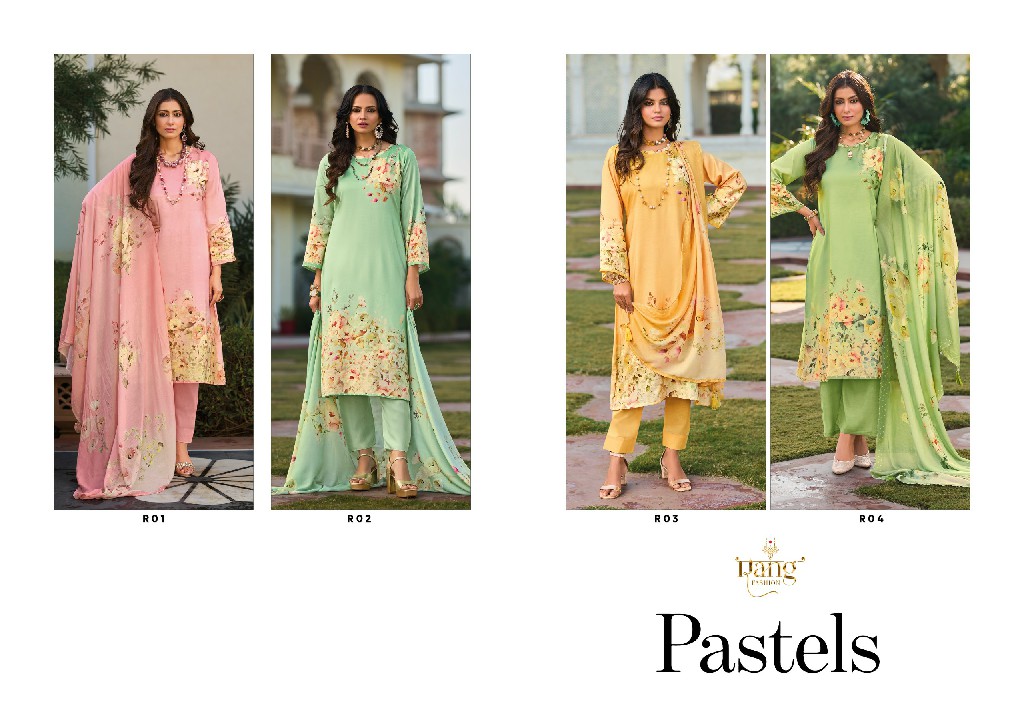 Rang Fashion Pastels Wholesale Pure VIscose Muslin With Knot Work Salwar Suits