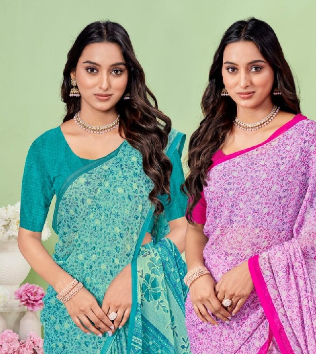 Ruchi Star Chiffon 186 Wholesale Chiffon Fabrics Printed Ethnic Sarees