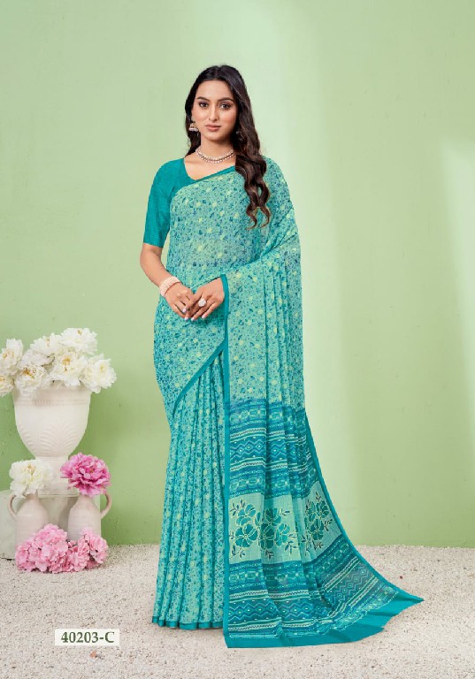 Ruchi Star Chiffon 186 Wholesale Chiffon Fabrics Printed Ethnic Sarees