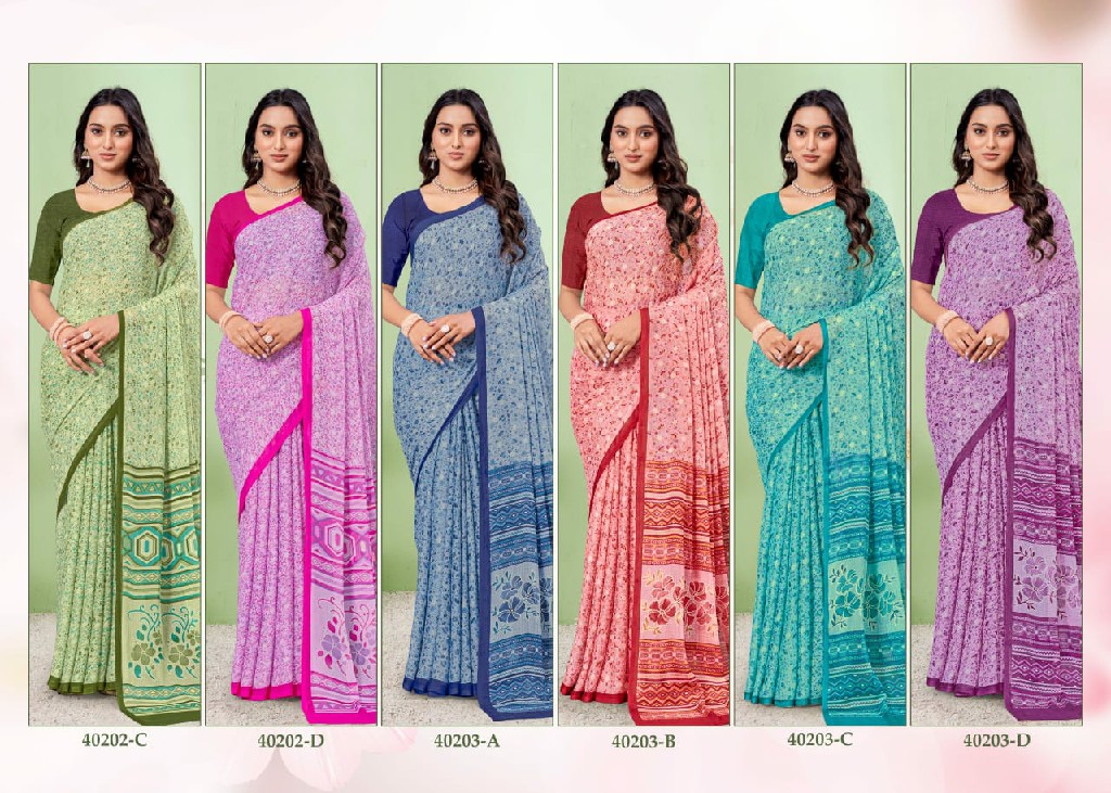 Ruchi Star Chiffon 186 Wholesale Chiffon Fabrics Printed Ethnic Sarees