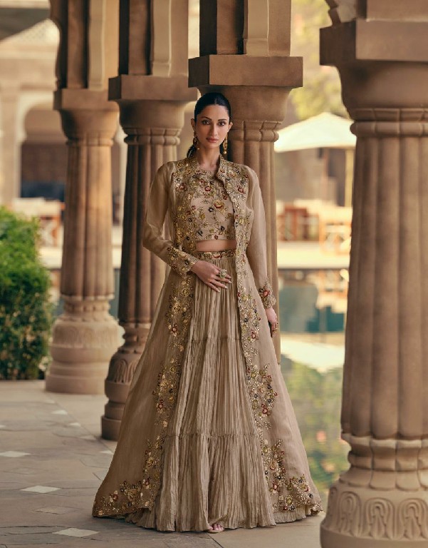 mahotsav Nx by sayuri designer chinon silk embroidered full stitch indo western dress