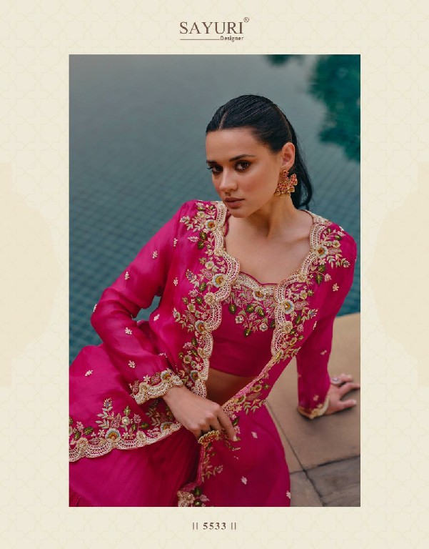 mahotsav Nx by sayuri designer chinon silk embroidered full stitch indo western dress