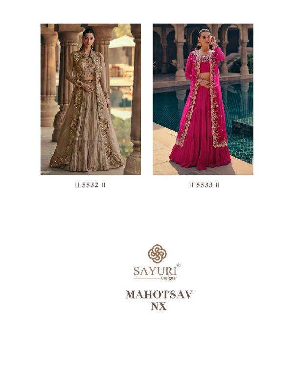 mahotsav Nx by sayuri designer chinon silk embroidered full stitch indo western dress
