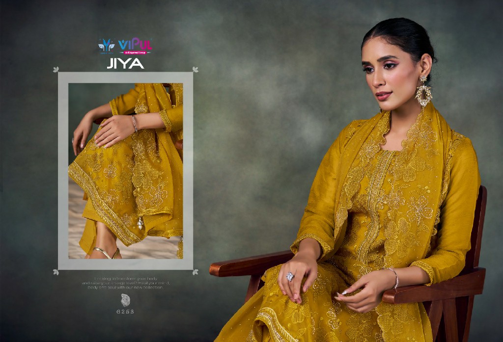 Vipul Jiya Wholesale Chiffon With Swaroski Work Straight Salwar Suits