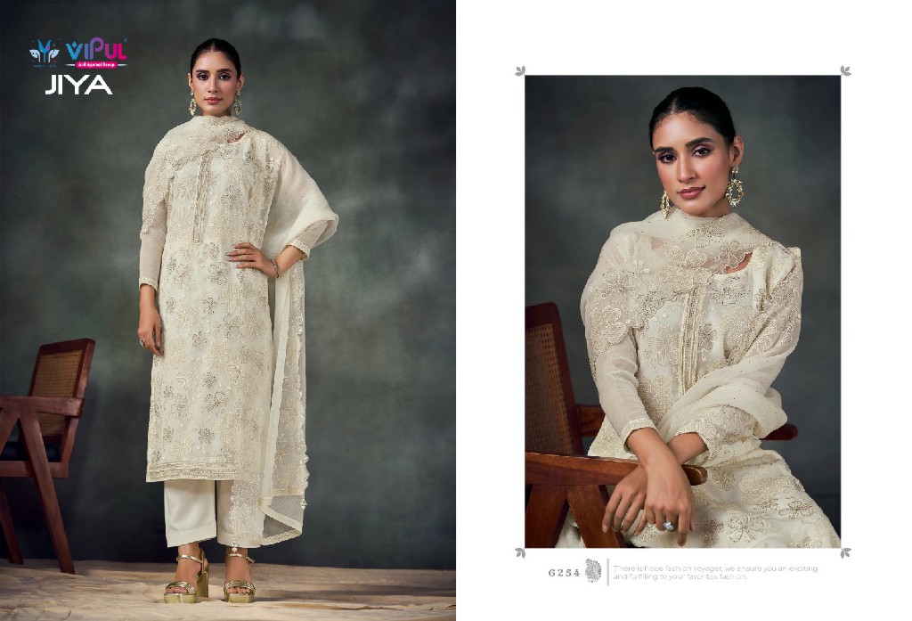 Vipul Jiya Wholesale Chiffon With Swaroski Work Straight Salwar Suits