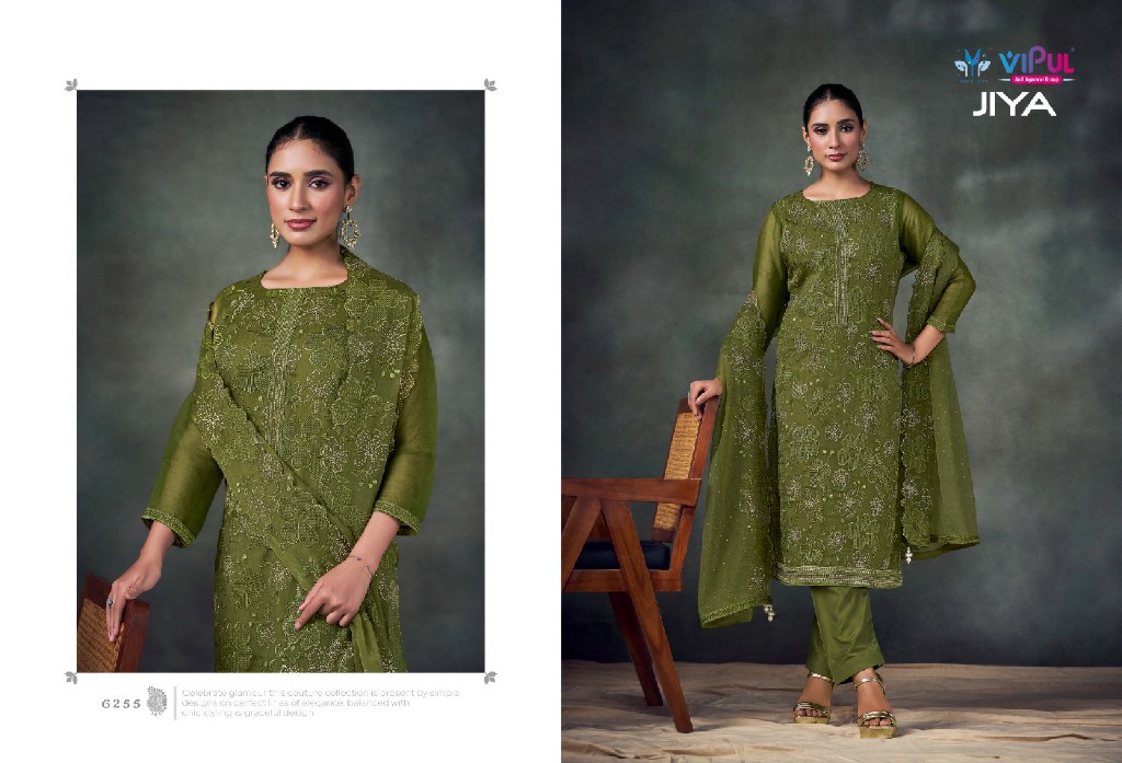 Vipul Jiya Wholesale Chiffon With Swaroski Work Straight Salwar Suits