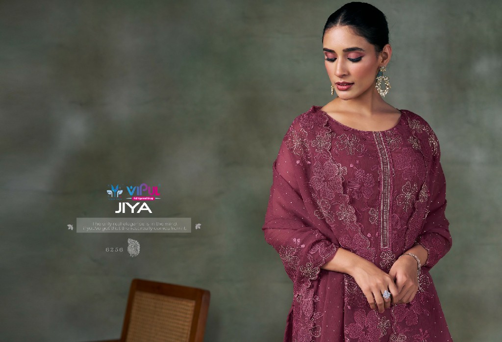 Vipul Jiya Wholesale Chiffon With Swaroski Work Straight Salwar Suits