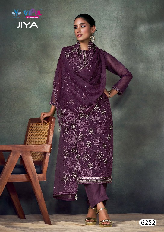 Vipul Jiya Wholesale Chiffon With Swaroski Work Straight Salwar Suits