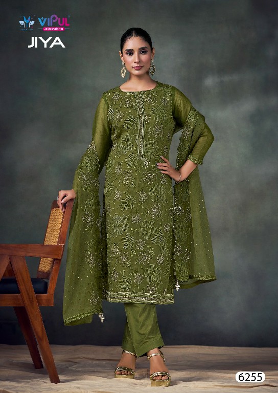 Vipul Jiya Wholesale Chiffon With Swaroski Work Straight Salwar Suits