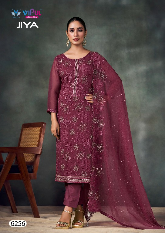 Vipul Jiya Wholesale Chiffon With Swaroski Work Straight Salwar Suits