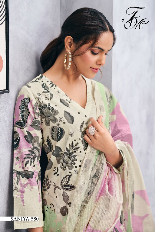T And M Sanya Wholesale Pure Cotton Lawn With Hand Work Salwar Suits