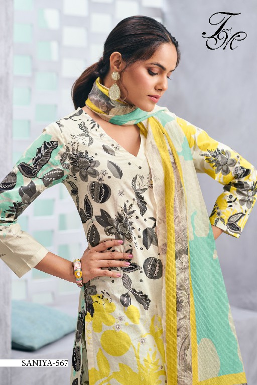 T And M Sanya Wholesale Pure Cotton Lawn With Hand Work Salwar Suits