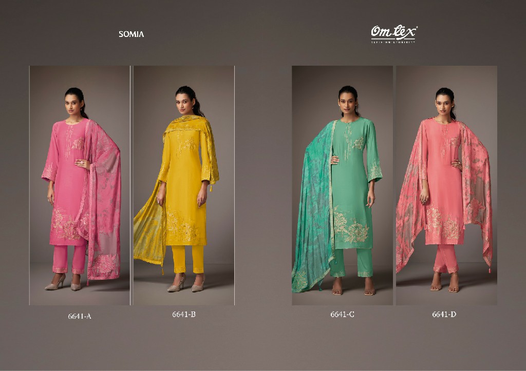 Omtex Somia Wholesale Muslin Jacquard With Handwork Salwar Suits
