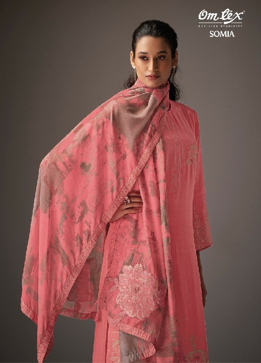 Omtex Somia Wholesale Muslin Jacquard With Handwork Salwar Suits